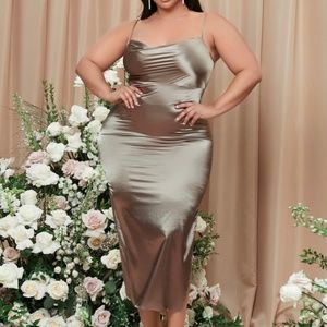 Satin Army Green Dress